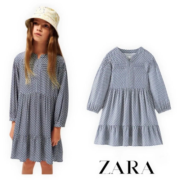 ZARA Kids | Blue | GEOMETRIC DRESS - Picture 1 of 5